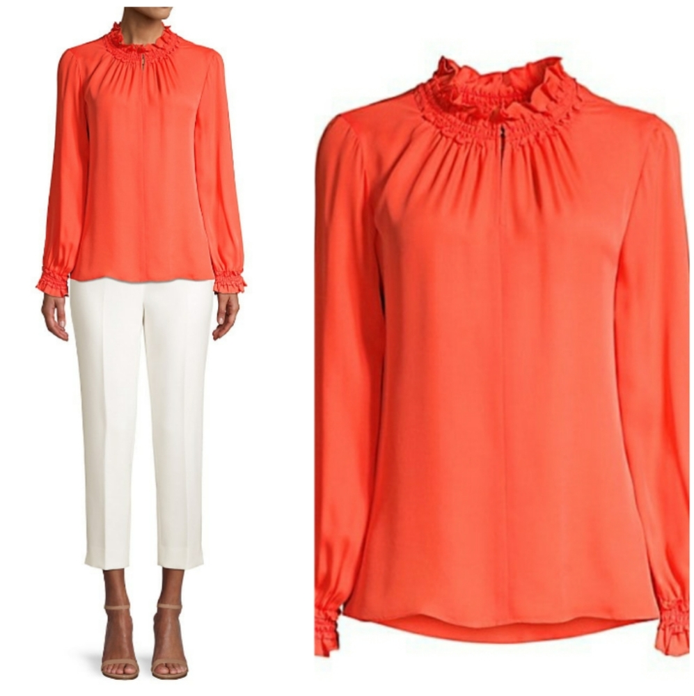 KOBI HALPERIN Salene Smocked Silk Blouse